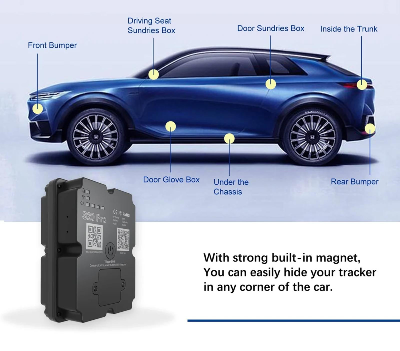 (MSRP $49.95) S20 Pro GPS Tracker – 4G, 30-Day Live Tracking, Magnetic Mount