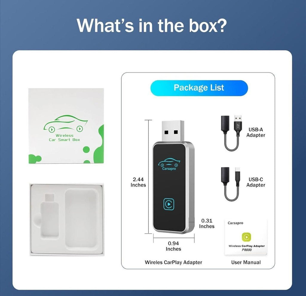 (MSRP $24.99) P8000 CarPlay Adapter: converts Wired CarPlay to Wireless