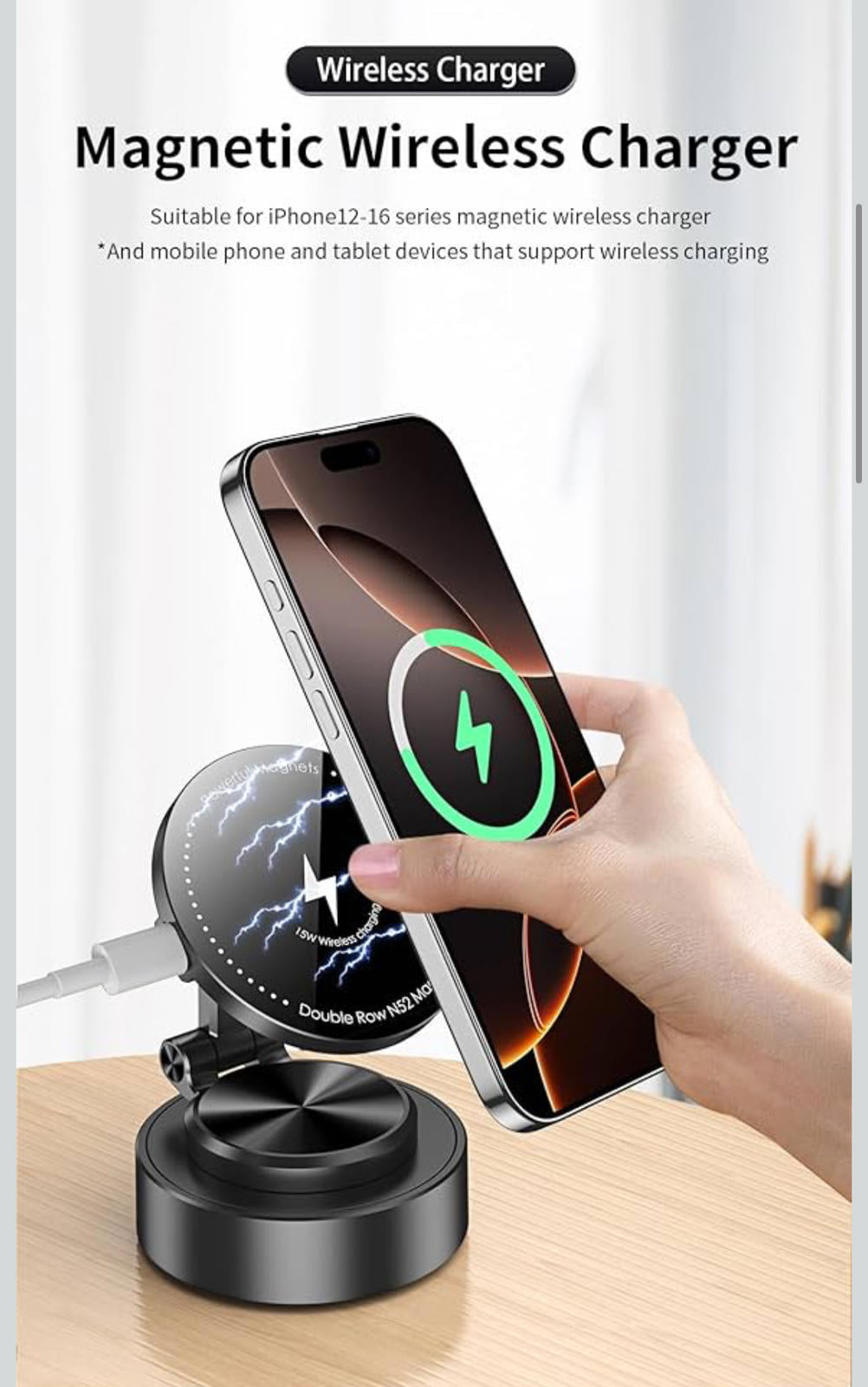 (NEW MSRP $24.99) ENZZONE 15W MagSafe Suction Mount with Wireless Charging