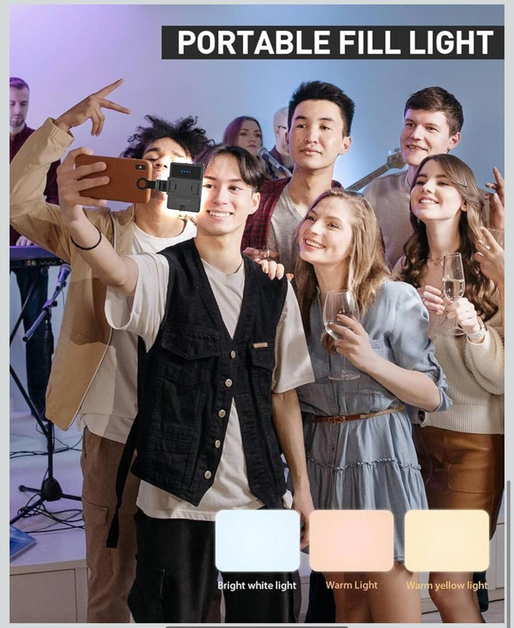 (NEW, MSRP $49) Portable LED Selfie / Fill Photo Light, USB-C, 4800mAh battery