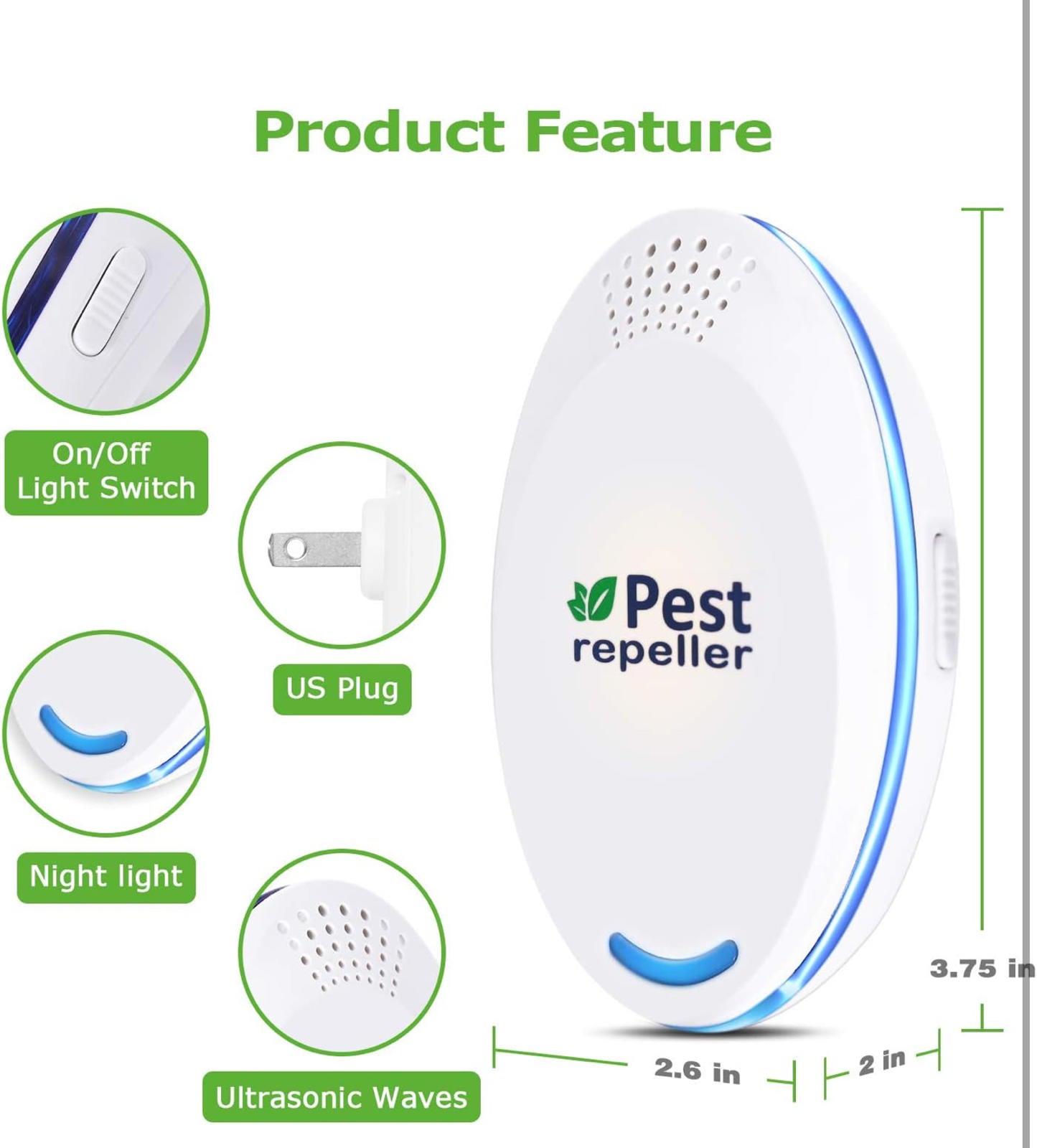 (MSRP $39.99) Ultrasonic Pest Repeller 4-Pack – Safe Indoor Plug-In for Mice,etc