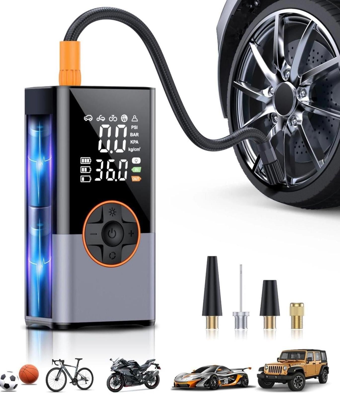 (MSRP $49.99) Tire Inflator, 2× Faster Cordless & 25,000 mAh Battery Power Bank