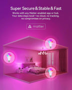(MSRP $24.99) Matter A19 60W RGBW Smart Light Bulbs – Matter, Alexa, google home