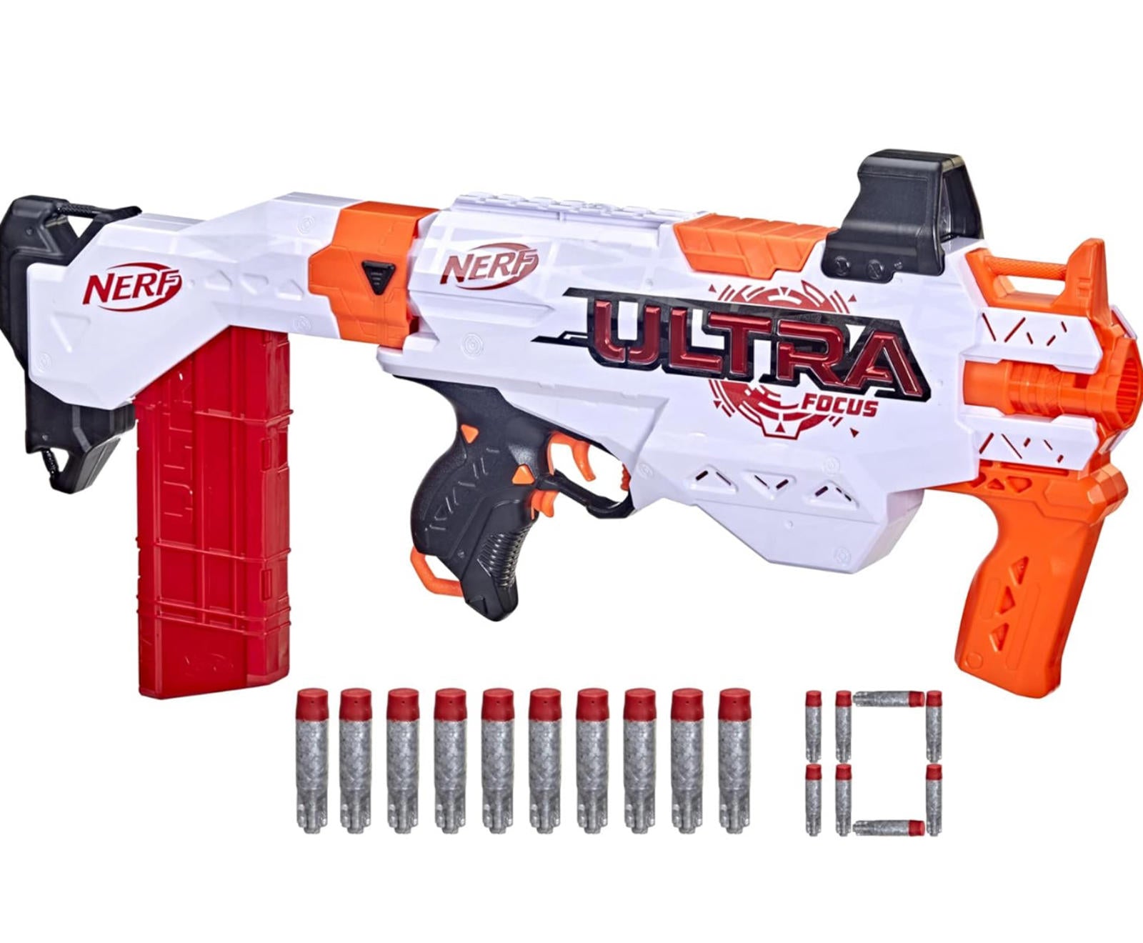 (MSRP $34.99) NERF Ultra Focus Motorized Blaster 10‑Ultra AccuStrike Dart Clip