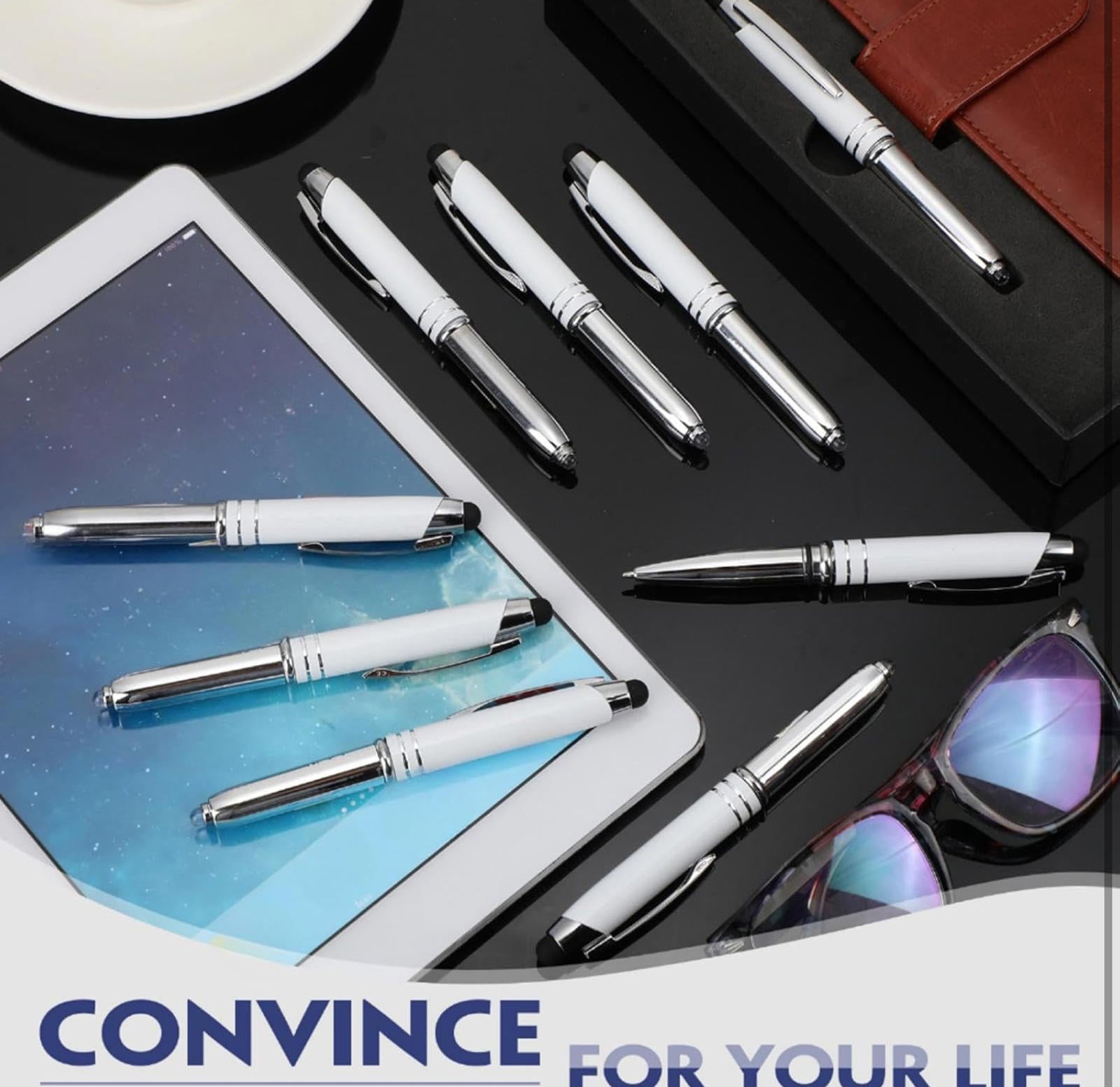 (MSRP $21.99) Zonon 15-Pack LED Ballpoint Pens with Stylus Tip & Flashlight