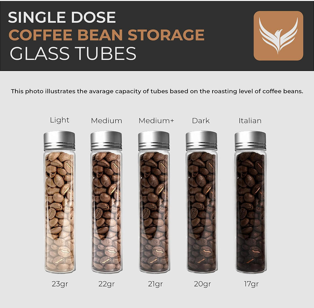 (NEW MSRP $49.99) Coffee Dosing Tubes with Wood Stand & Funnel – 10× 2oz Vials ☕
