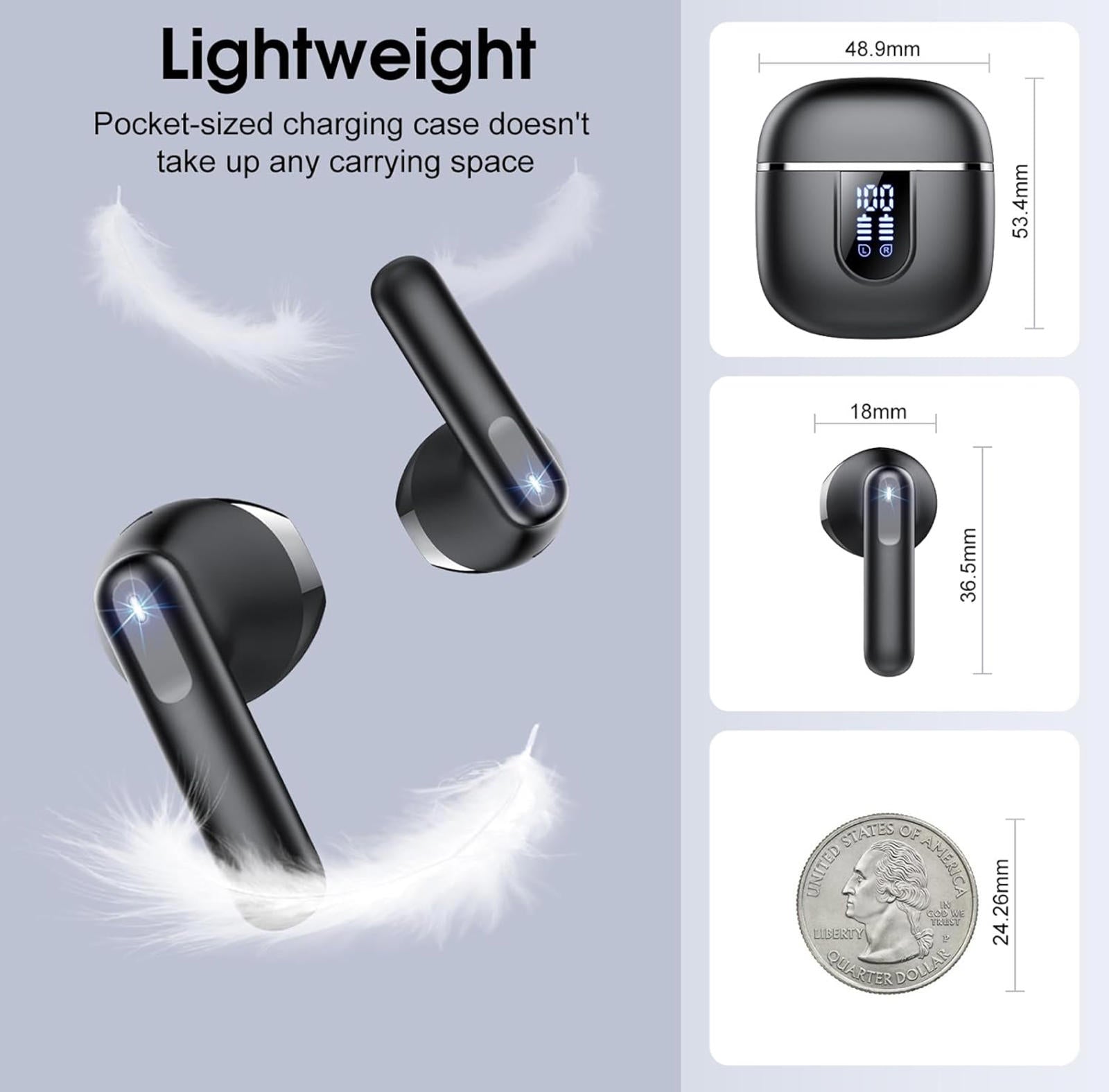 (NEW MSRP $49.99) Wireless Earbuds – Bluetooth 5.4, 40H Playtime, IP7 Waterproof