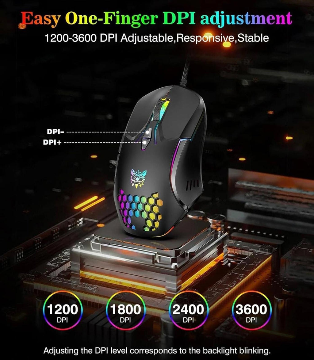 (MSRP $19.99) CW902 RGB Gaming Mouse – 7 Buttons, High/Variable DPI