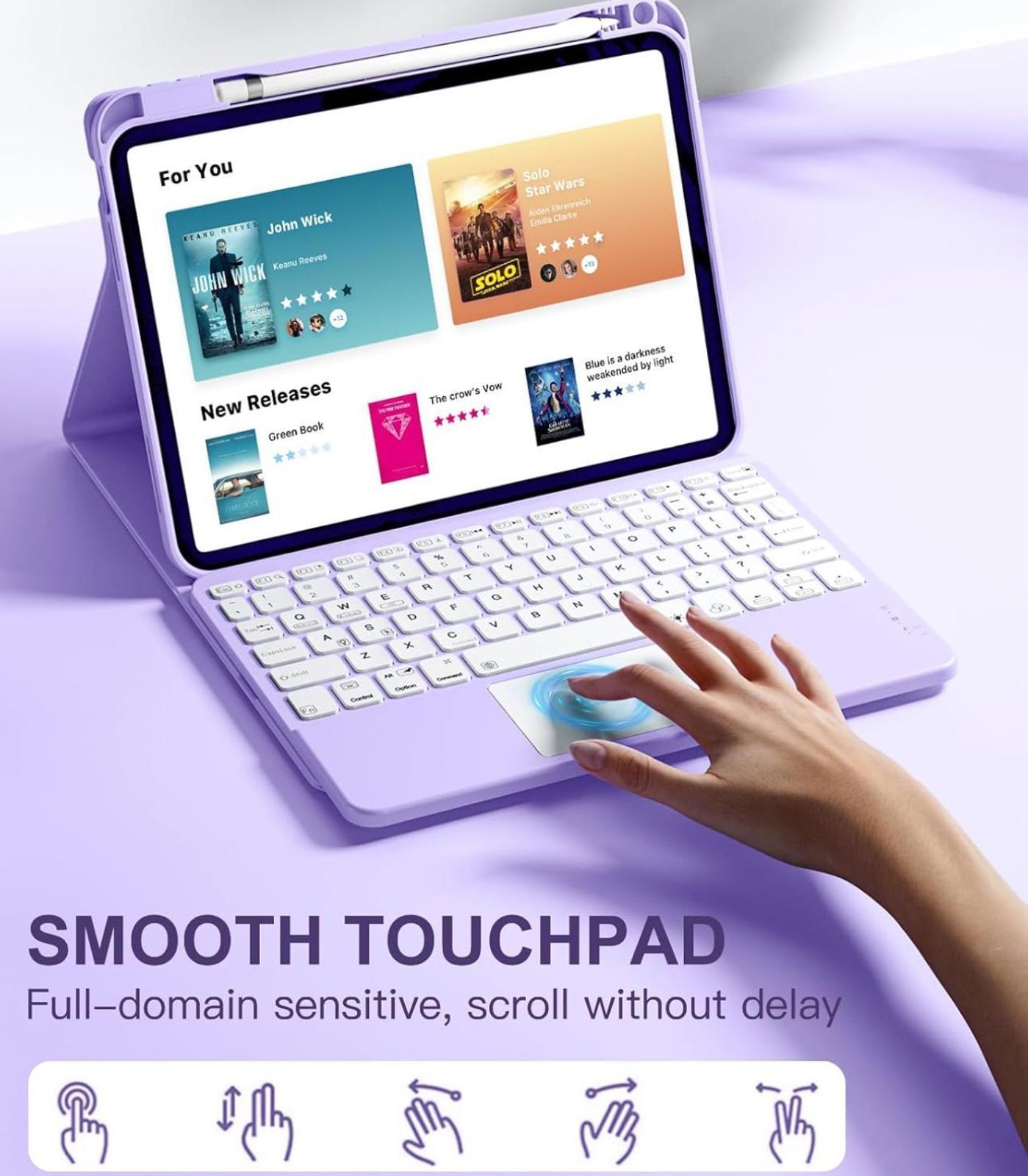 (NEW MSRP $32.28) iPad 10th/11th Gen Keyboard Case (Purple), 7-Color Backlit