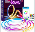 (MSRP $34.95) 16.4 Ft Neon Rope Light – Color‑Chasing, IP65 & App Controlled