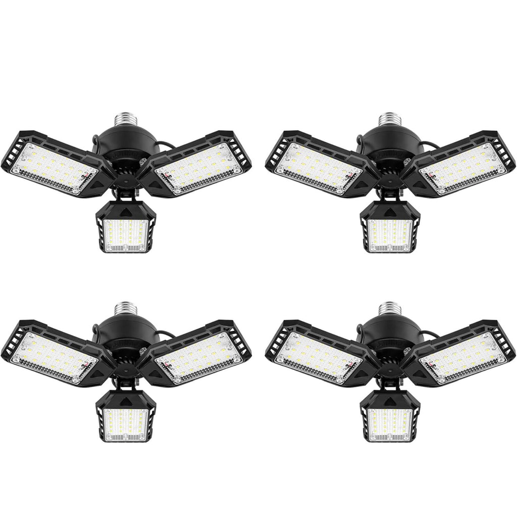 (MSRP $39.99) Aoretic 4‑Pack 80 W LED Garage Bulbs – 8000 LM, Deformable Panels