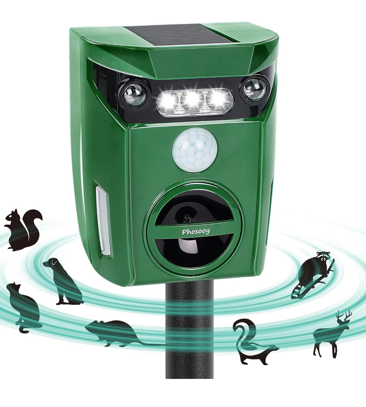 (MSRP $39.99) Solar Ultrasonic Animal Repeller – Waterproof with Motion Sensor