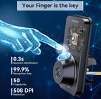 (NEW MSRP $69.99) Fingerprint Keypad Deadbolt with Handle Set, Keyless Door Lock