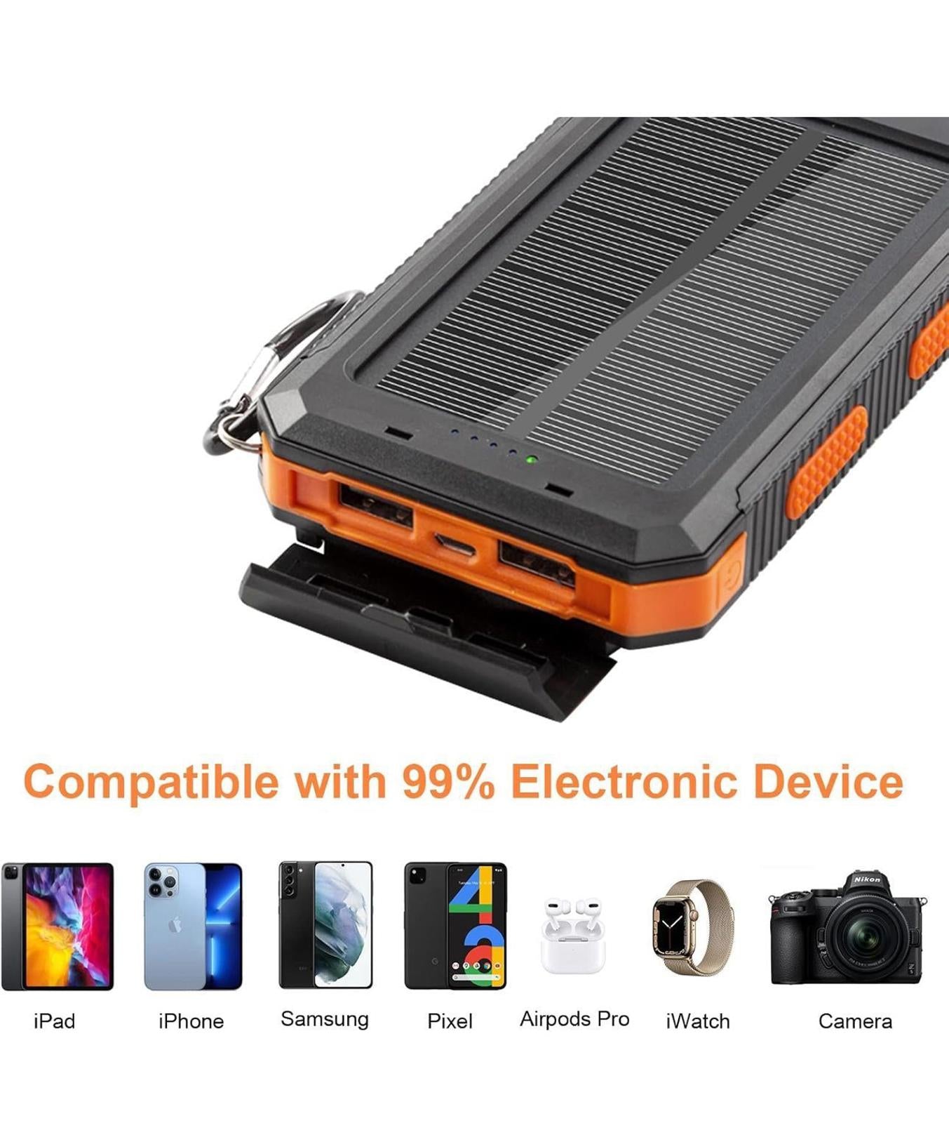 (NEW $30) Solar Power Bank 20000mAh Phone Charger Waterproof Battery Pack