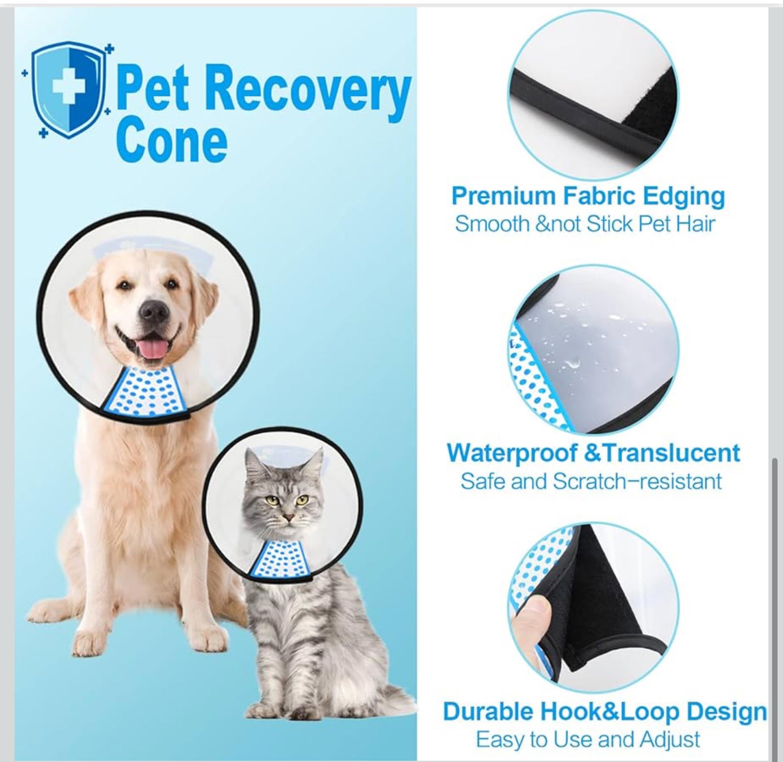 (MSRP $24.99) Supet Large Dog Cone Collar – Recovery, 14–17.5” Neck Size