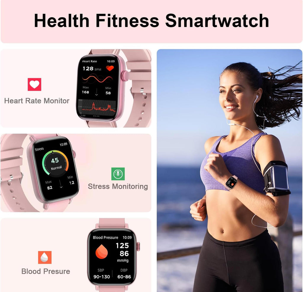 (MSRP $49.99) Smart Watch – 1.9” HD Screen, Calls, Fitness Tracking, Pink