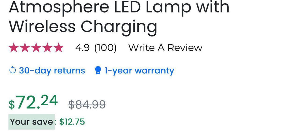 (NEW MSRP $72) Atmospheres Dimmable, multi temp Desk Lamp with Wireless Charging