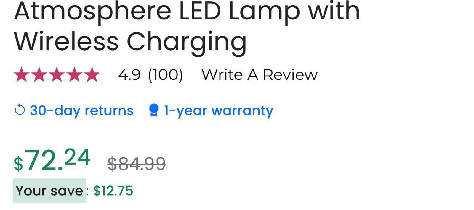 (NEW MSRP $72) Atmospheres Dimmable, multi temp Desk Lamp with Wireless Charging