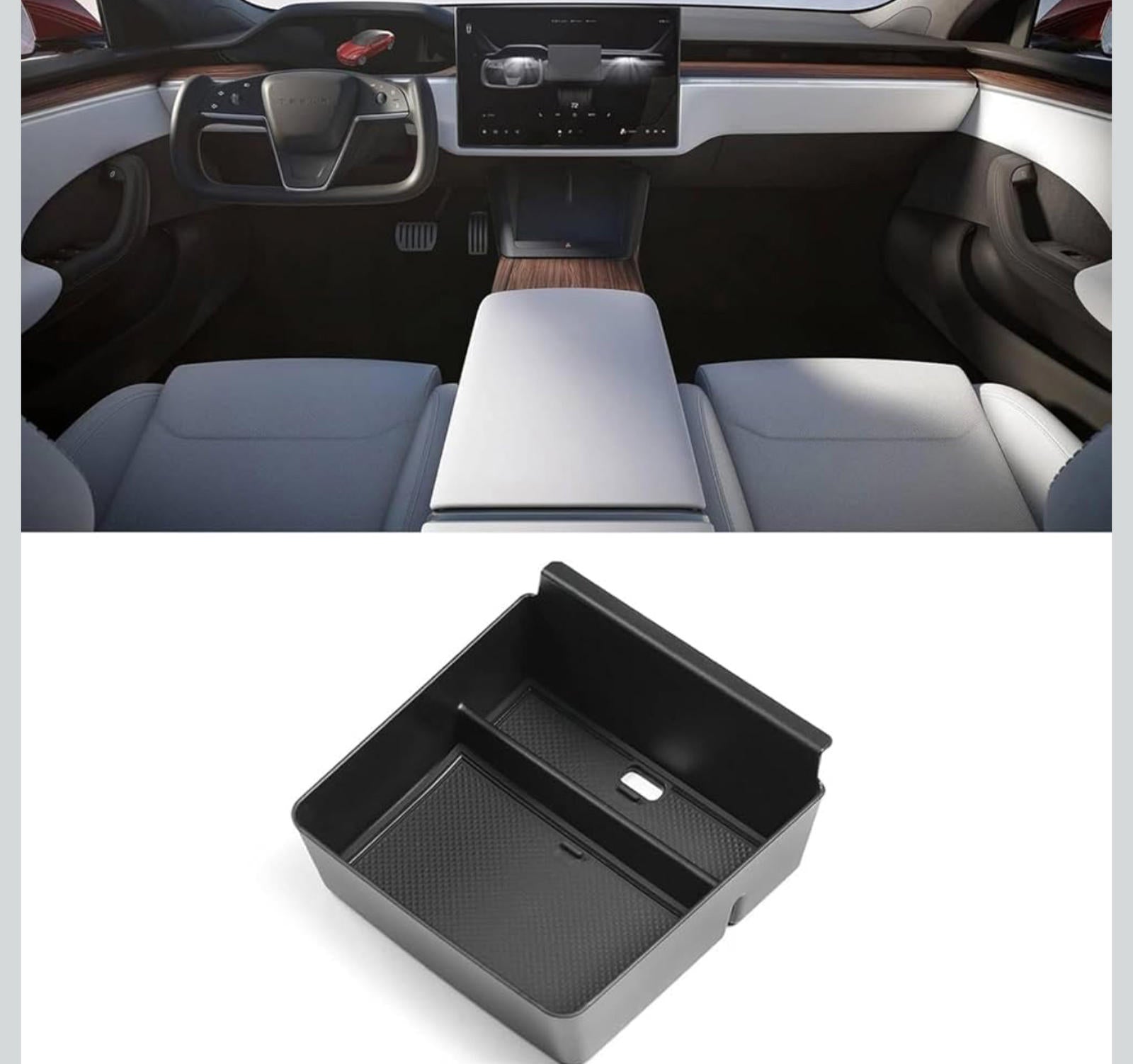 (NEW MSRP $24.99)  Console Tray for Tesla Model S/X (2021‑2026) – Solid ABS