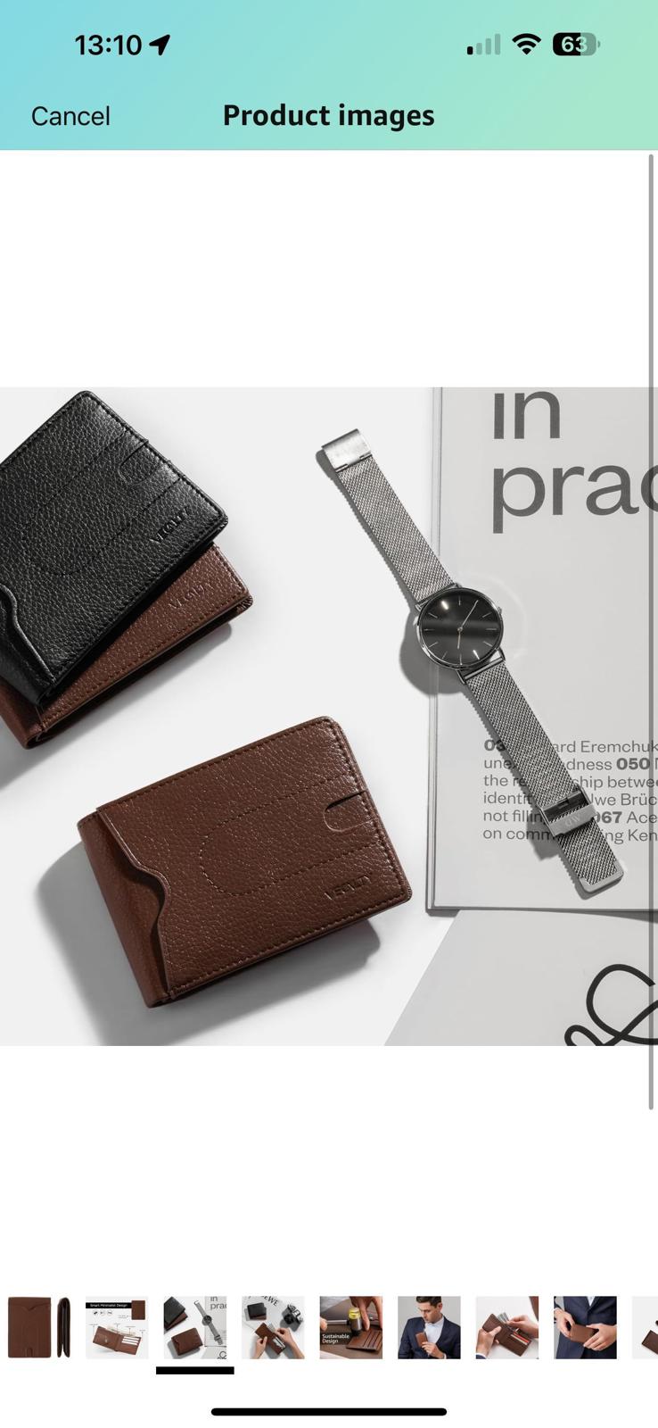 (New) Vegan Leather Brown Wallet Slim Bifold Front Pocket with Airtag Pouch