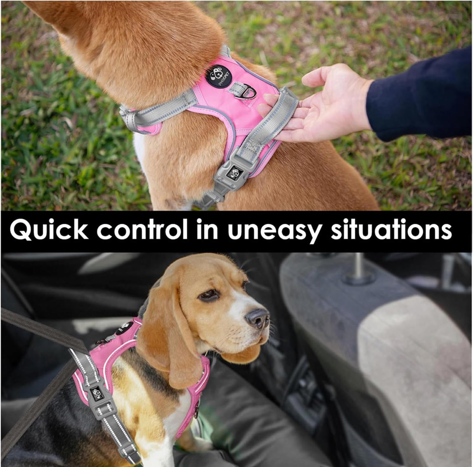 (MSRP $29.99) No-Pull Reflective Dog Harness Vest, Baby Pink/Grey, MEskimo