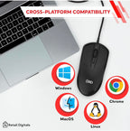 (NEW MSRP 14.99)Wired USB 3‑Button Mouse – 1600 DPI Optical, 2M‑Click Longevity
