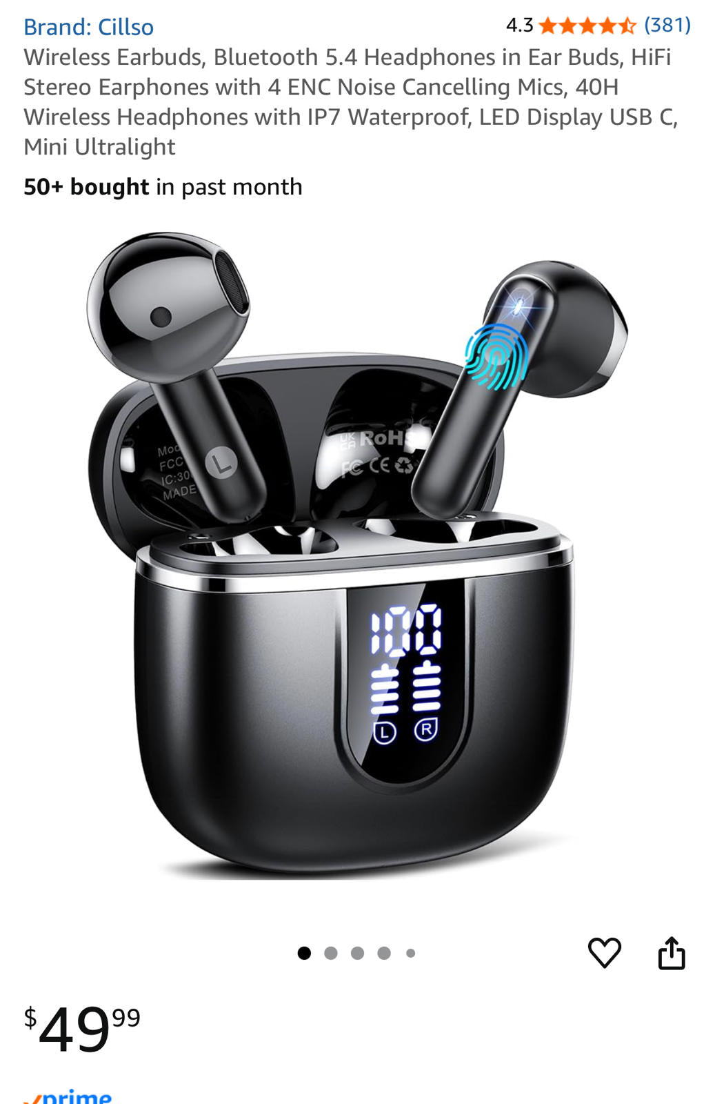 (NEW MSRP $49.99) Wireless Earbuds – Bluetooth 5.4, 40H Playtime, IP7 Waterproof