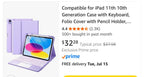 (NEW MSRP $32.28) iPad 10th/11th Gen Keyboard Case (Purple), 7-Color Backlit