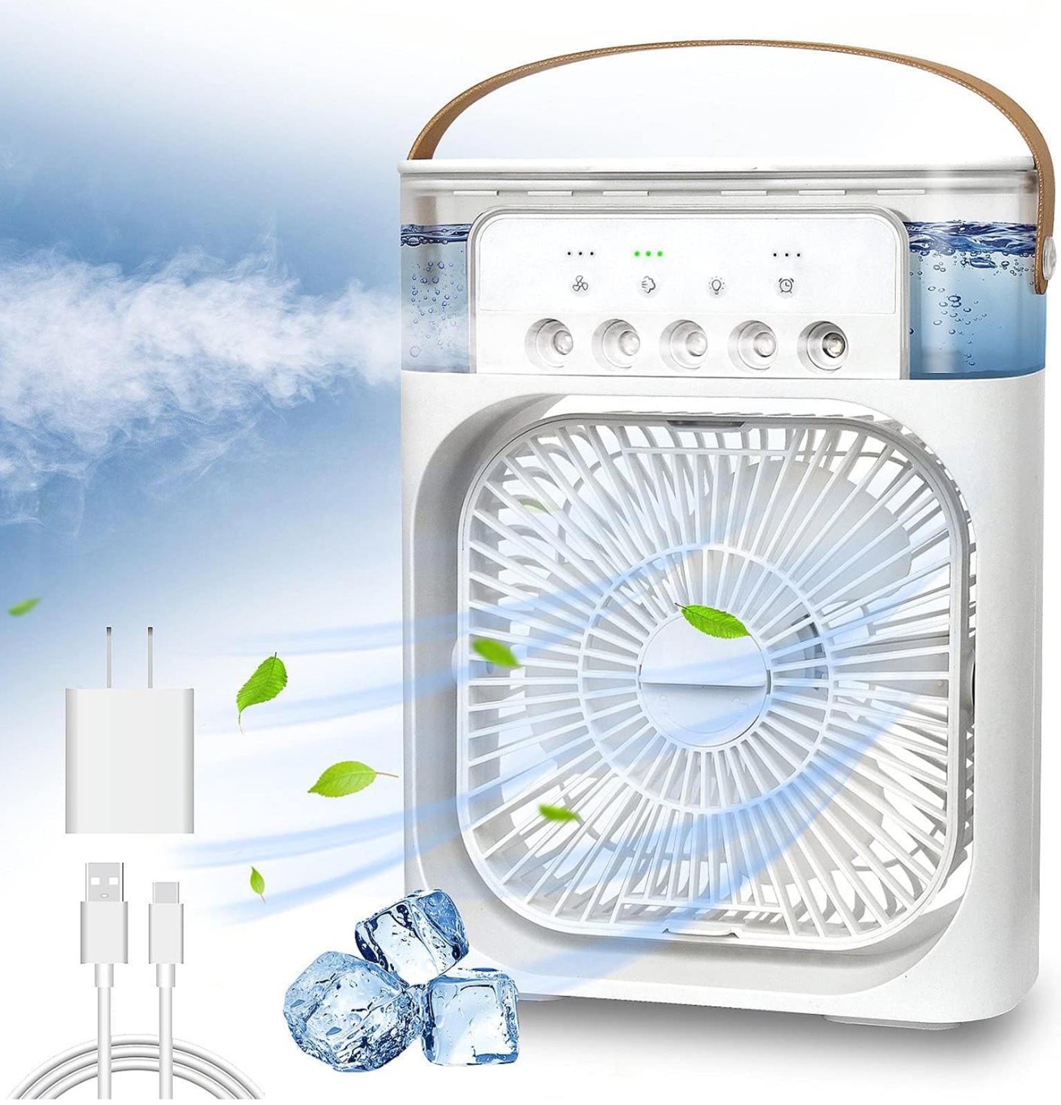(MSRP $39.99) NTMY Mini Evaporative Air Cooler & Humidifier – LED & USB