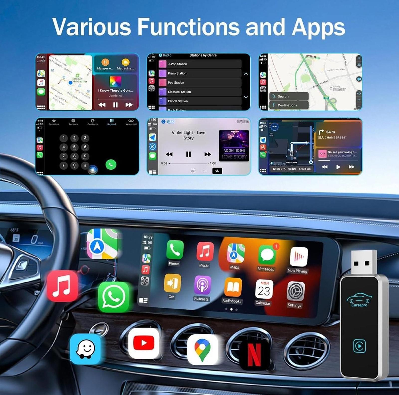 (MSRP $24.99) P8000 CarPlay Adapter: converts Wired CarPlay to Wireless
