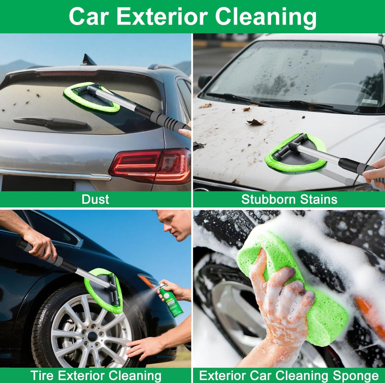 (MSRP $19.99) Windshield & Window Cleaner Tool Kit – 180° Pivot, Extendable