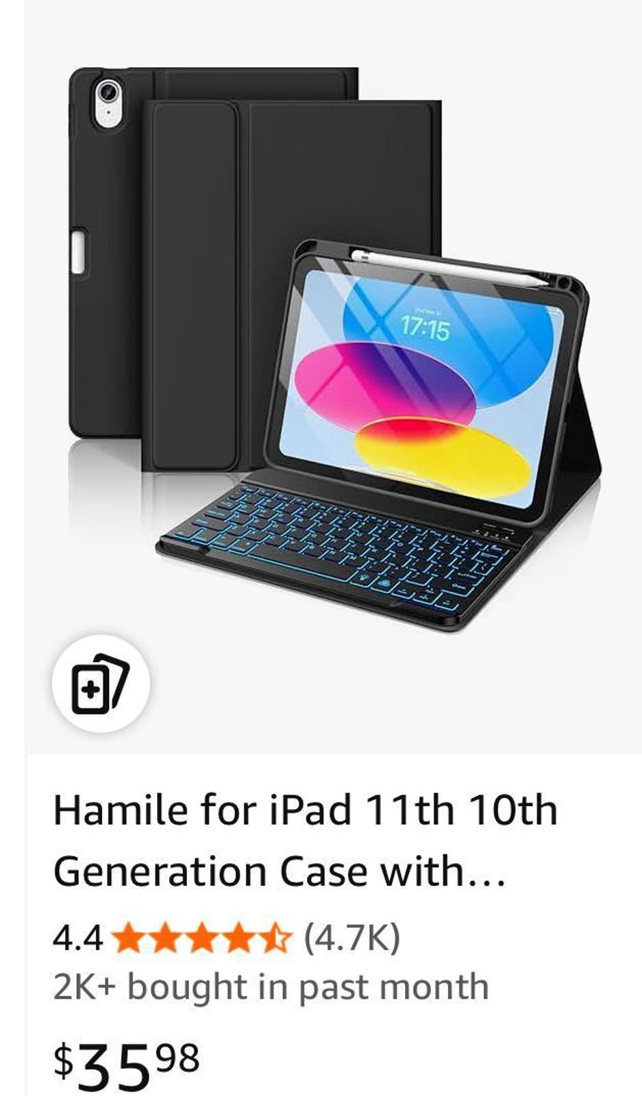 (MSRP $35.98) Hamile iPad 11/10th Gen (LILAC) Case with backlit Keyboard