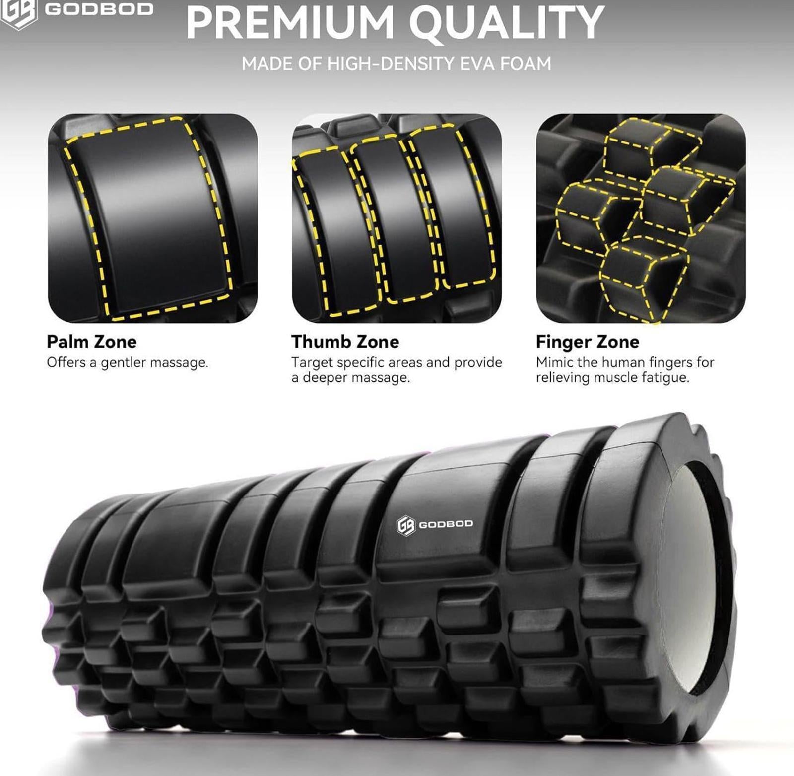(NEW $39.99) Deep Tissue High Density Foam Roller for Recovery & Pain Relief