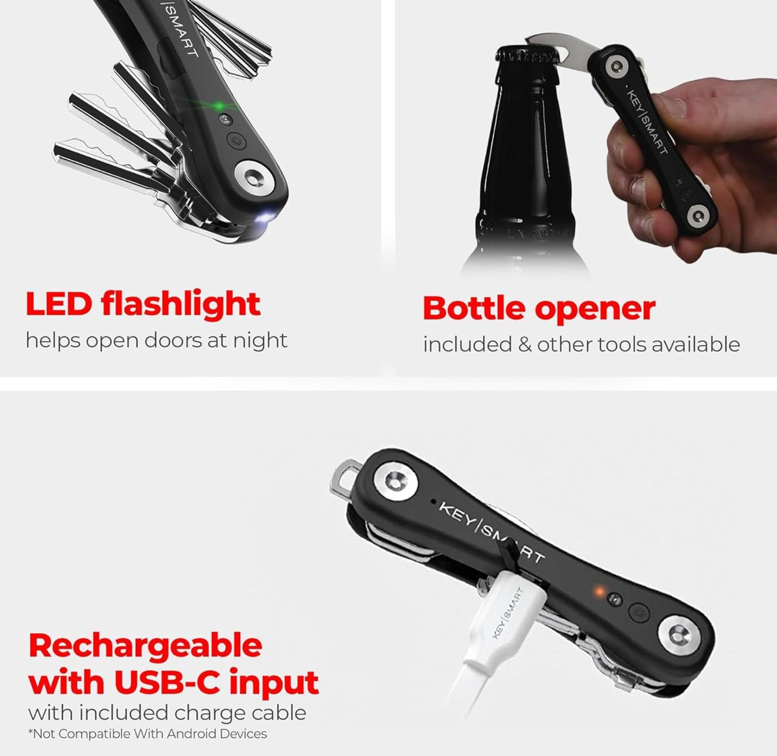 (MSRP $39.99) KeySmart Pro Smart Key Organizer with Tile Support & LED Light