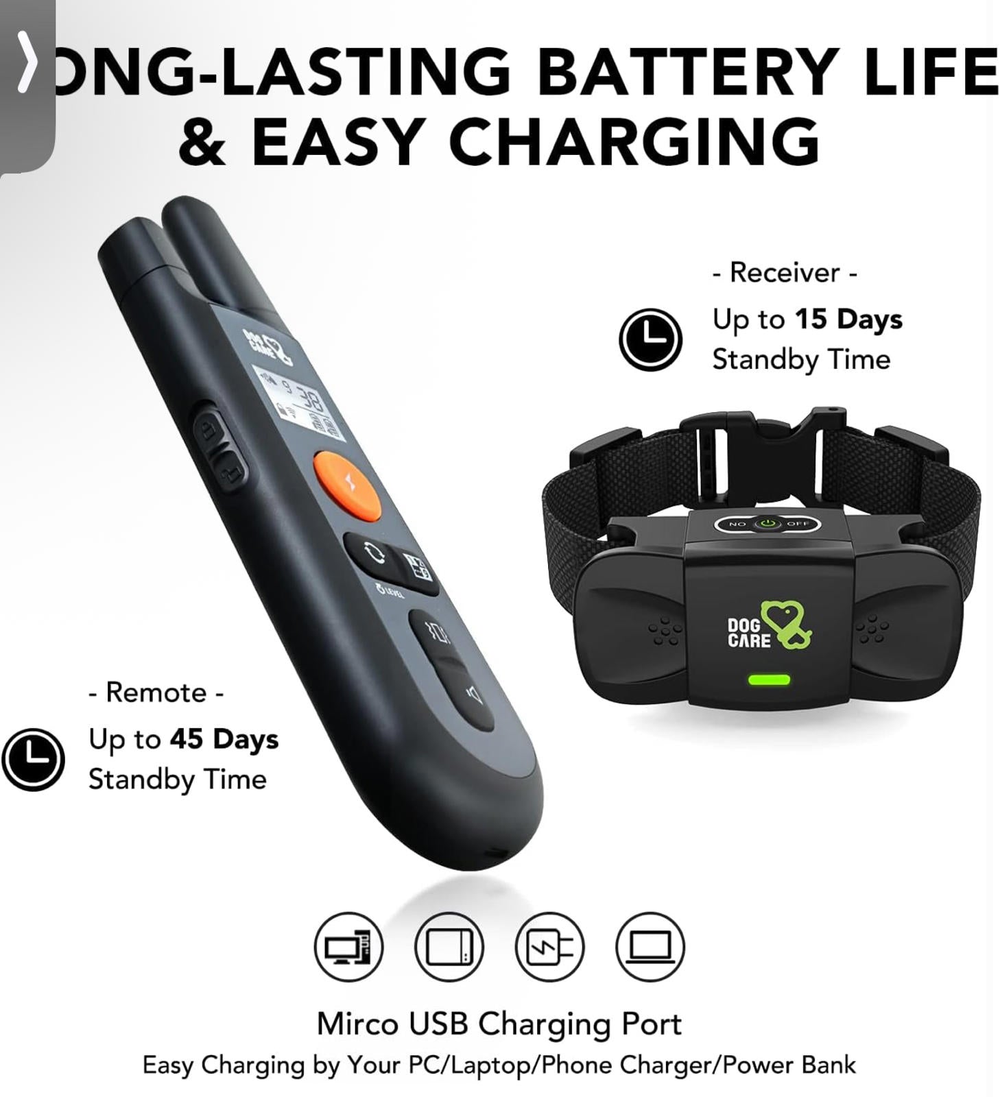 (NEW MSRP $29.99) Dog Training Collar – 1800 ft Remote, 5 Modes, IP67 Waterproof