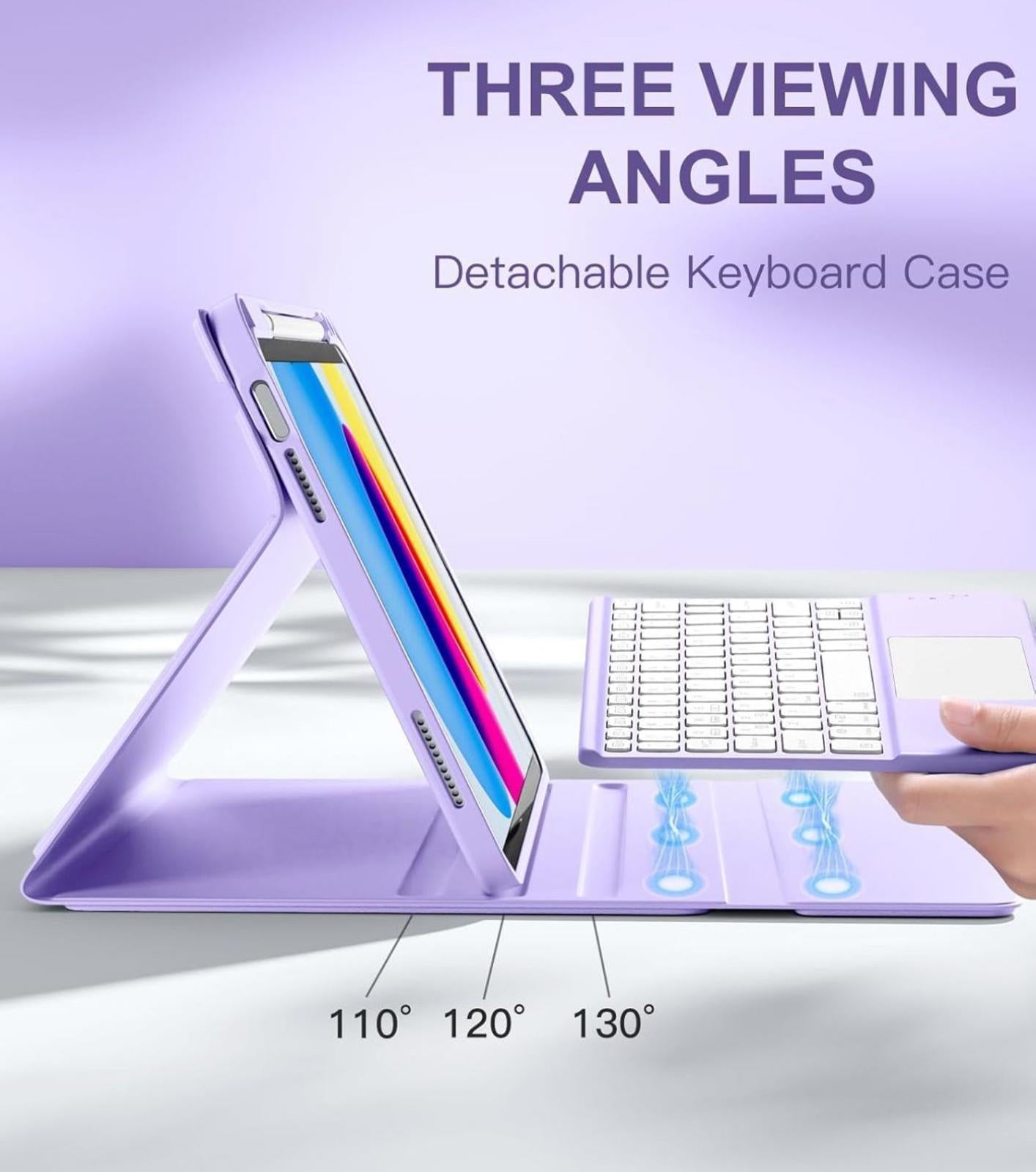 (NEW MSRP $32.28) iPad 10th/11th Gen Keyboard Case (Purple), 7-Color Backlit