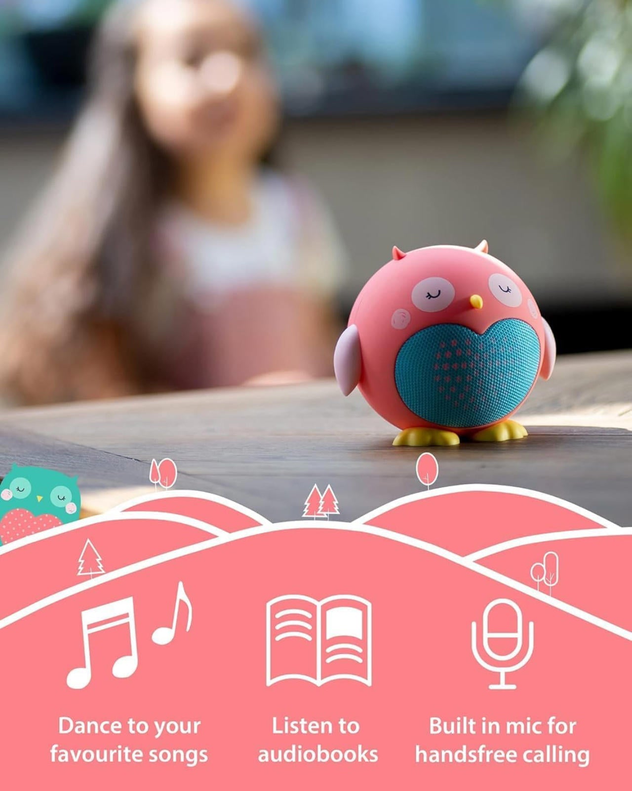 (NEW MSRP $24.99) Kids Bluetooth Owl Speaker w/ Mic, 60-Day Standby