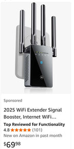 (MSRP $69.99) WiFi Extender –Covers 5000 sqft, 50 Devices, Gigabit Ethernet Port