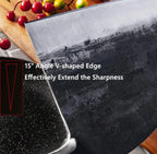 (MSRP $39.99) Serbian Chef Knife – Forged Cleaver with BLACK Leather Sheath