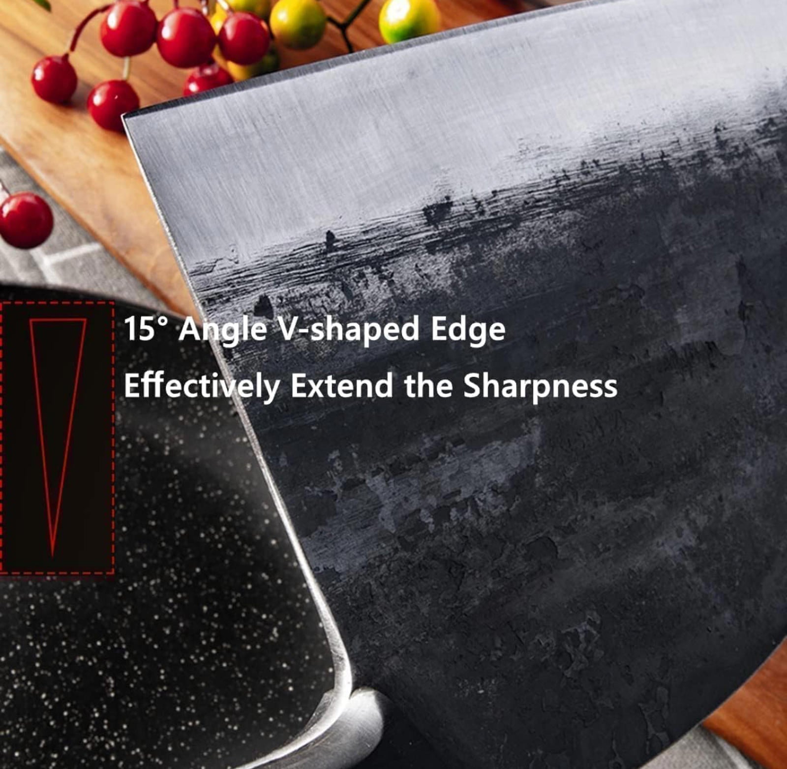 (MSRP $39.99) Serbian Chef Knife – Forged Cleaver with BROWN Leather Sheath