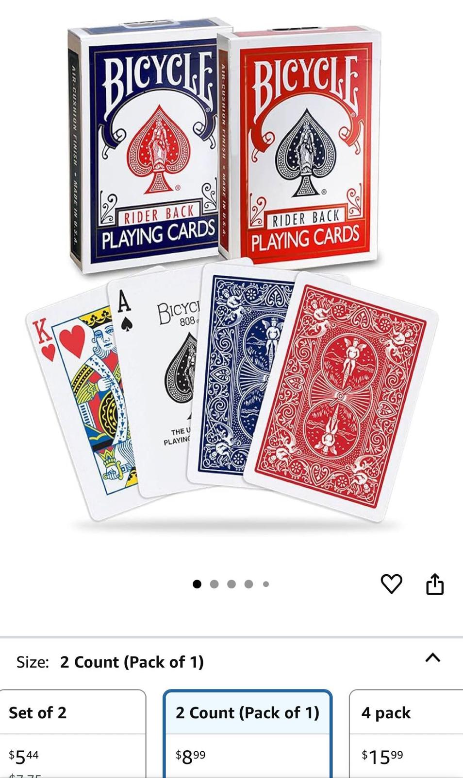 (NEW, Sealed) Bicycle Rider Back Premium Playing Cards, Red & Blue