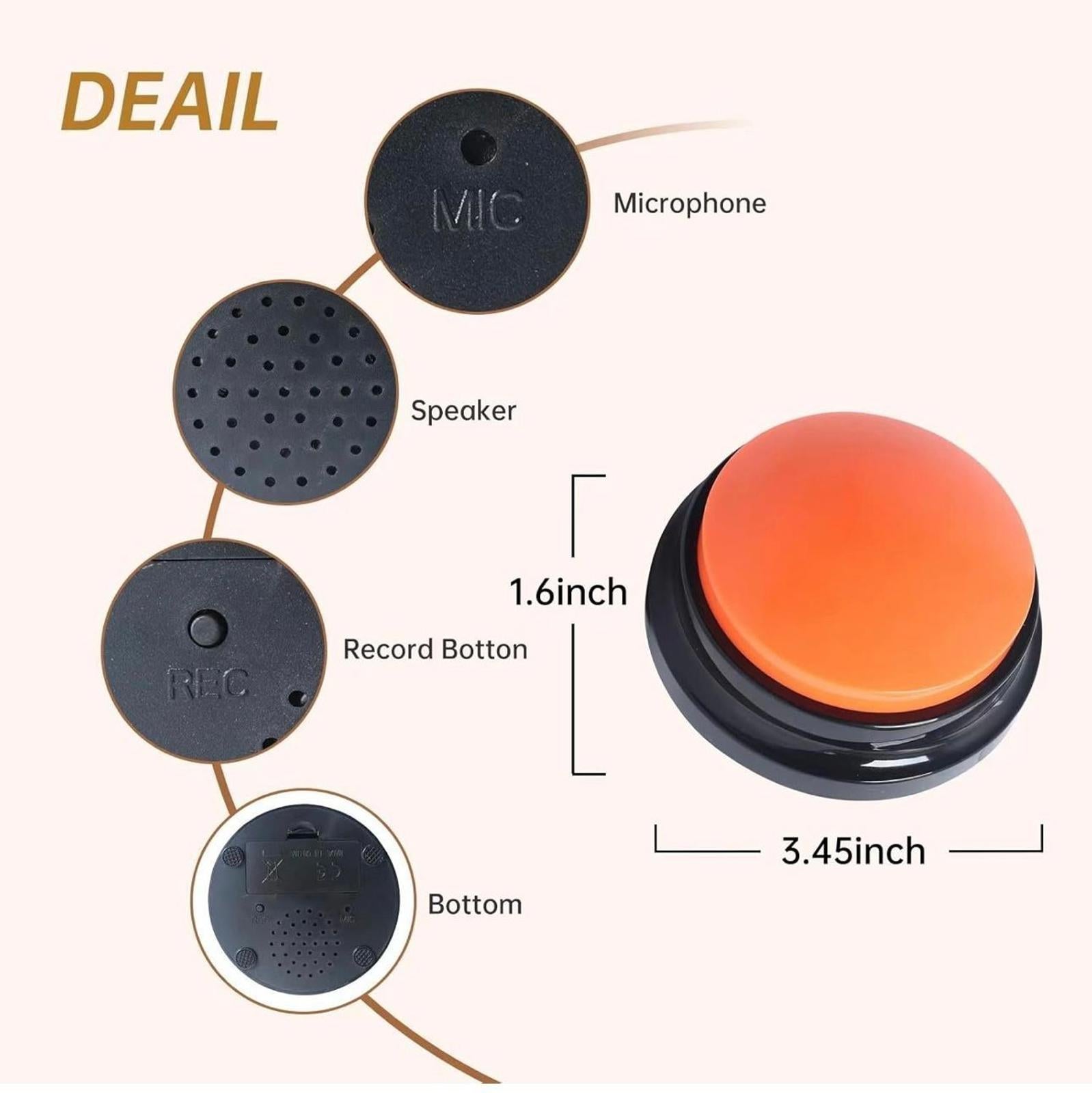 (NEW MSRP $19.99) 4 Color Voice Recording Button, Dog Buttons for Pet Training