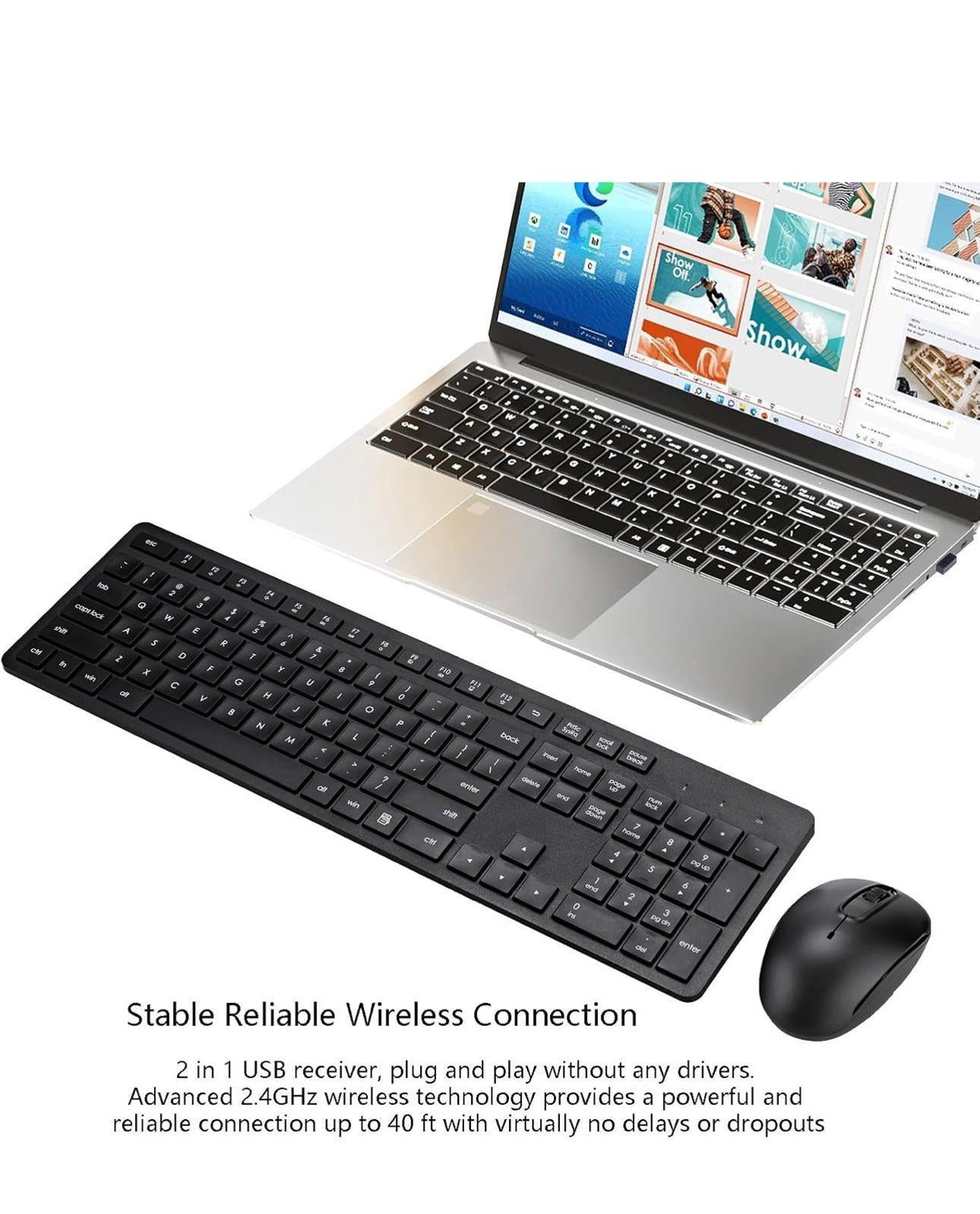 (NEW MSRP $21.99) Wireless Silent Cordless Keyboard Mouse Combo