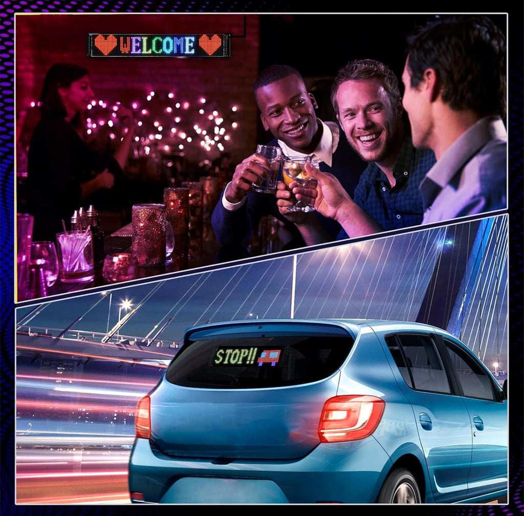 (NEW MSRP $39.99) Programmable LED Sign – Flexible, Bluetooth App, Animated 🚗💬
