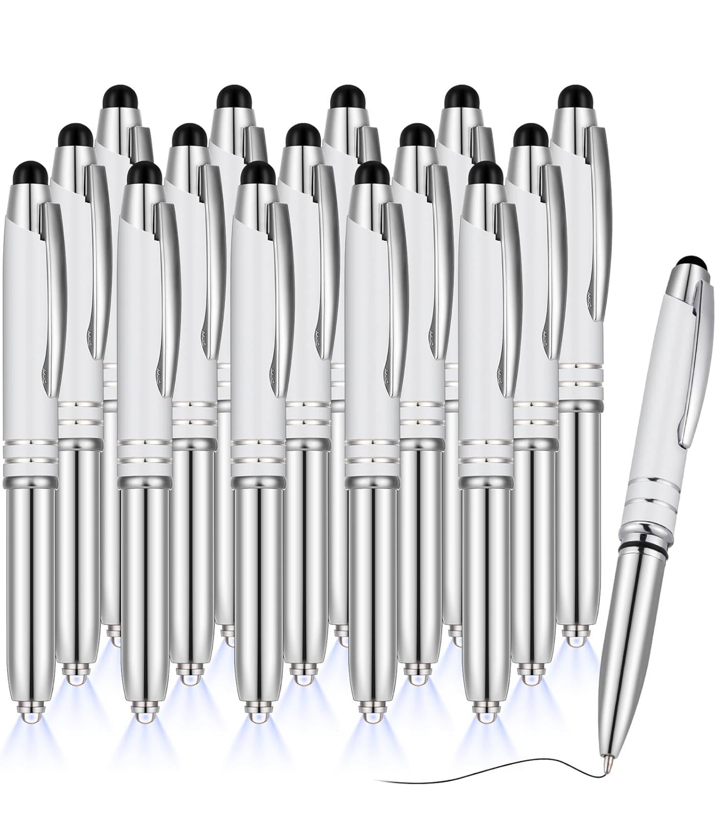(MSRP $21.99) Zonon 15-Pack LED Ballpoint Pens with Stylus Tip & Flashlight