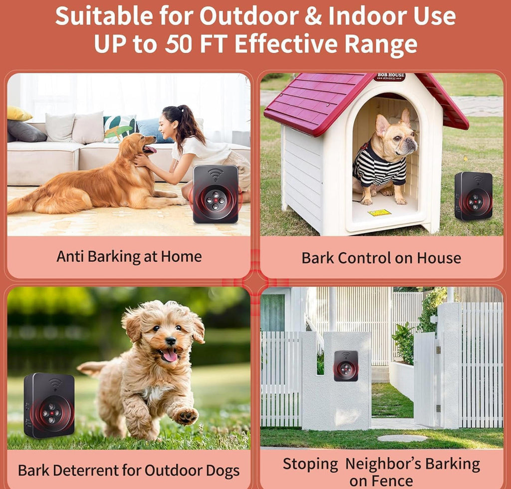 (NEW MSRP $35.99) Ultrasonic Dog Bark Deterrent Device–2 Modes, IPX4 Splashproof