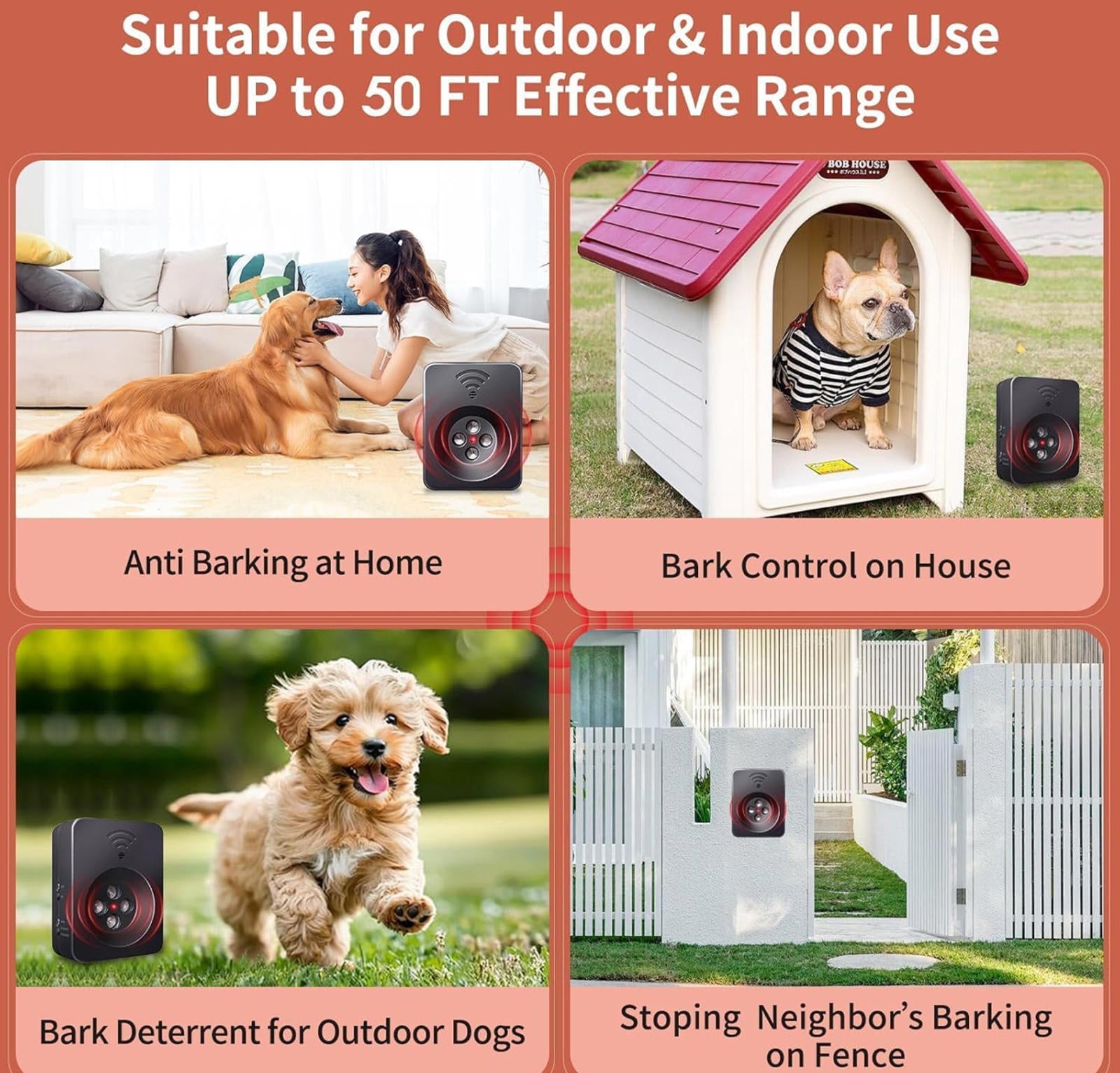 (NEW MSRP $35.99) Ultrasonic Dog Bark Deterrent Device–2 Modes, IPX4 Splashproof