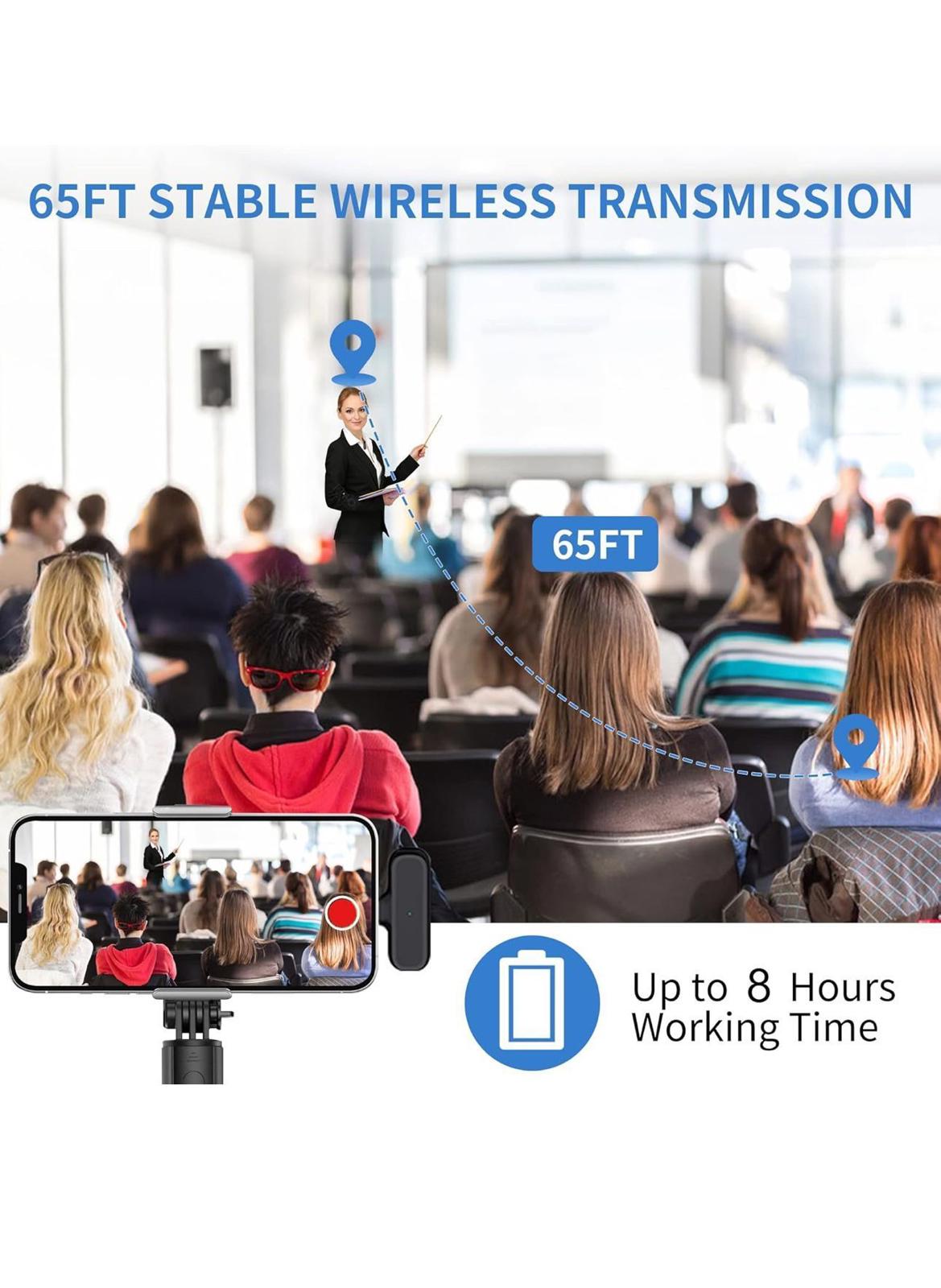 (NEW MSRP $29.95) 2-Pack Wireless Lavalier Mics w/Charging Case-iPhone & Android