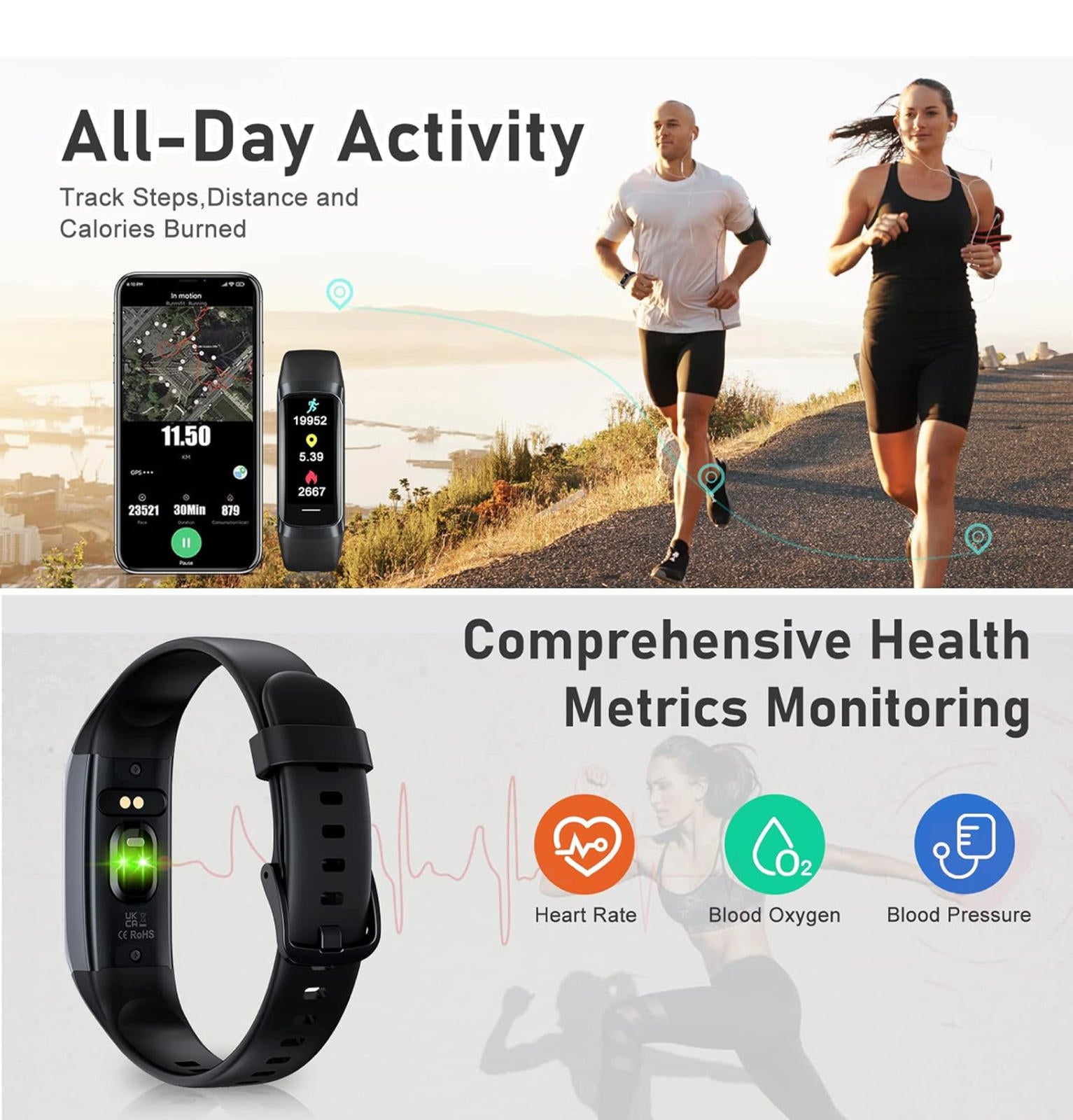 (MSRP $29.99) Fitness Tracker with 1.10″ AMOLED Touch Screen, 25 Sport Modes