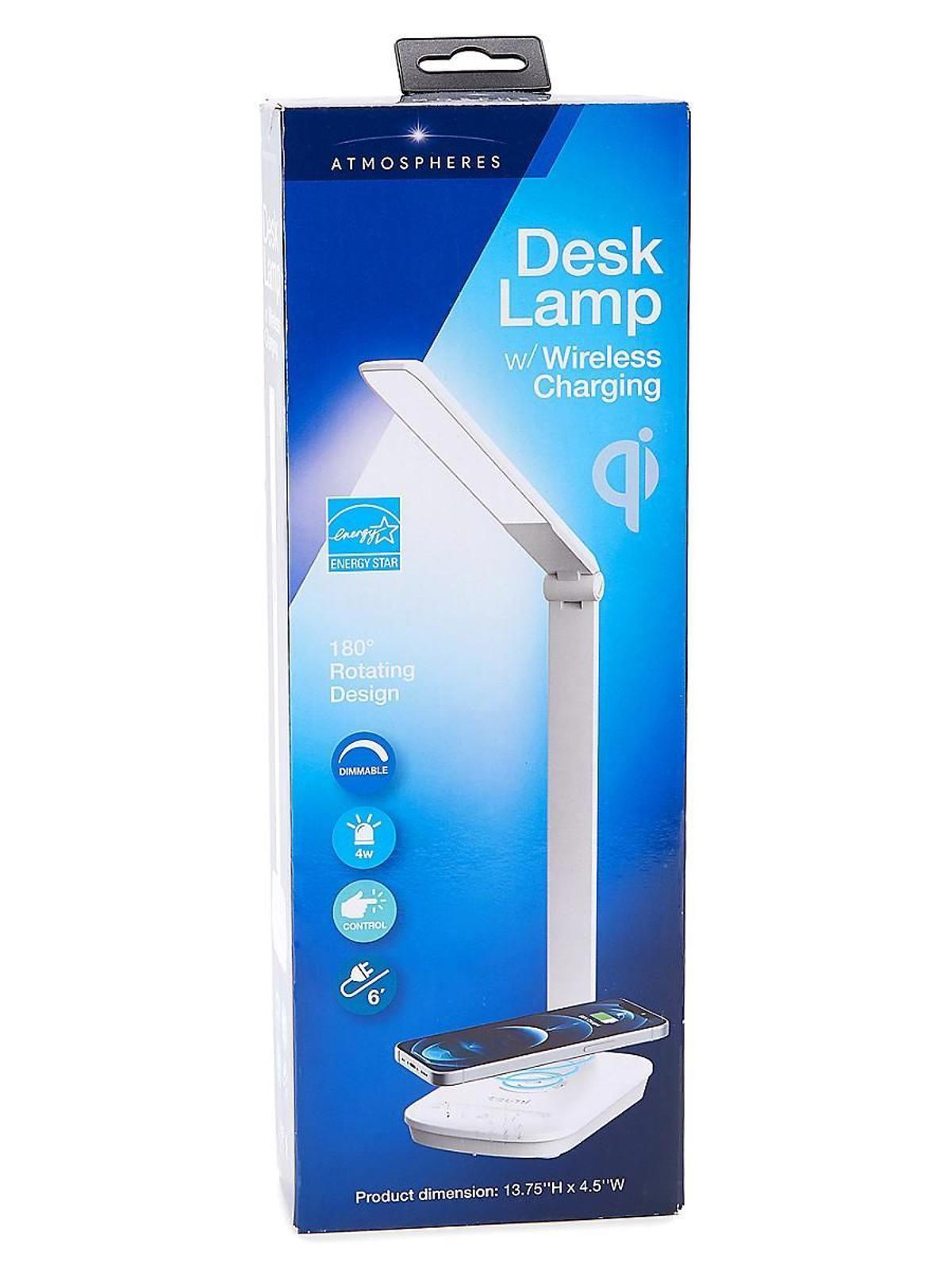 (NEW MSRP $72) Atmospheres Dimmable, multi temp Desk Lamp with Wireless Charging